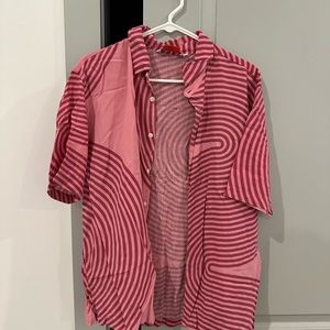 Large pink Zara shirt.